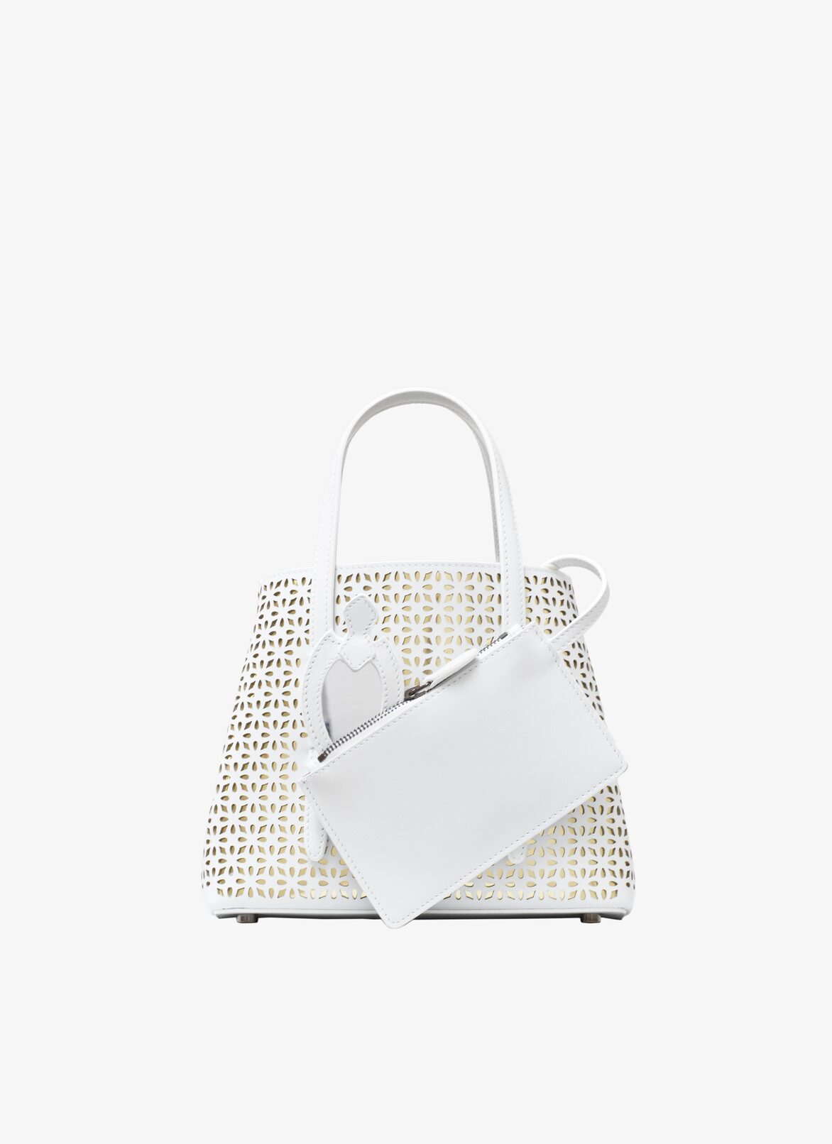 MINI BAG CUIR LUX P.FLEUR + CM WHITE/GOLD ALAÏA WHITE/GOLD MINI BAG CUIR LUX P.FLEUR + CM WHITE/GOLD